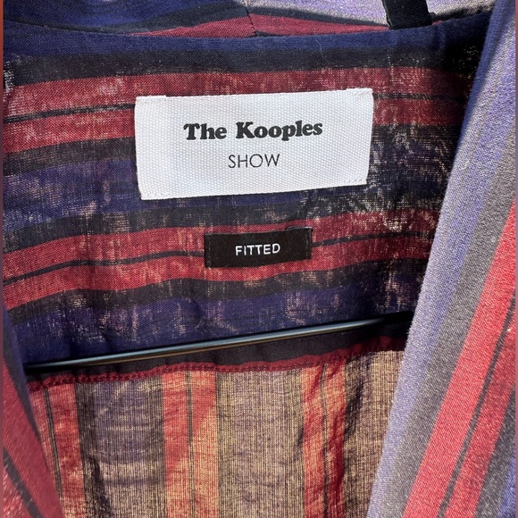 The Kooples Men’s fitted navy and red striped shirt. - Picture 4 of 5